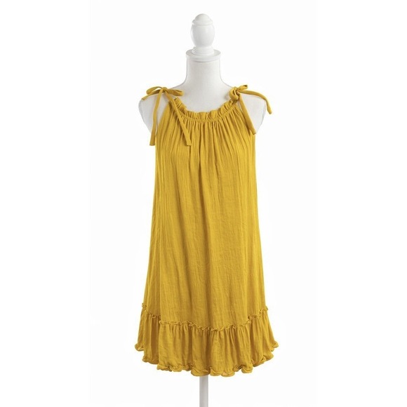 Signature by Robbie Bee Yellow Ruffle Dress Women's Medium - Picture 4 of 9